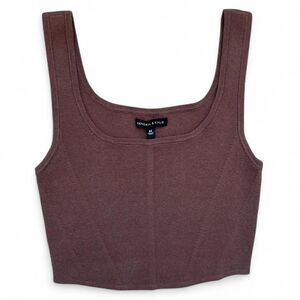 Kendall & Kylie Brown Ribbed Knit Crop Tank Women’s Medium